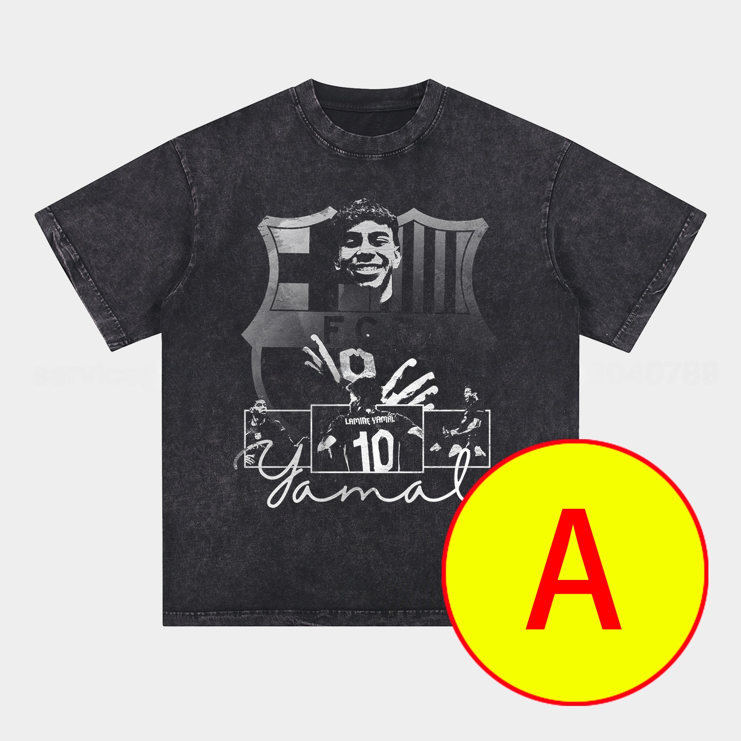 LAMINE YAMAL - Barcelona No. 10 Legend Continues 2025 Oversized Washed T-Shirt - UnitedFutballJersey