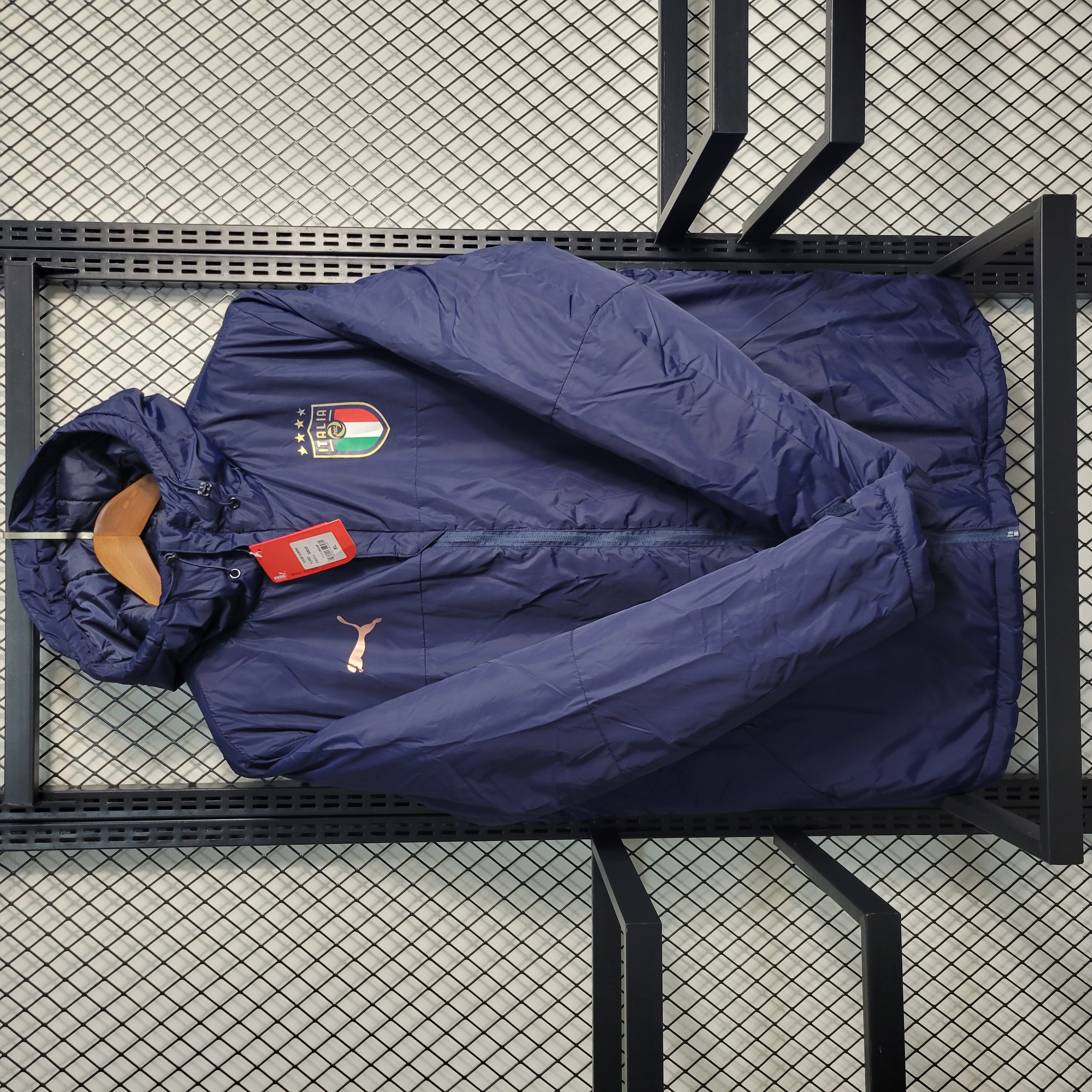 Italy 23-24 Men's Hooded Thermal Cotton Jacket - Blue - UnitedFutballJersey