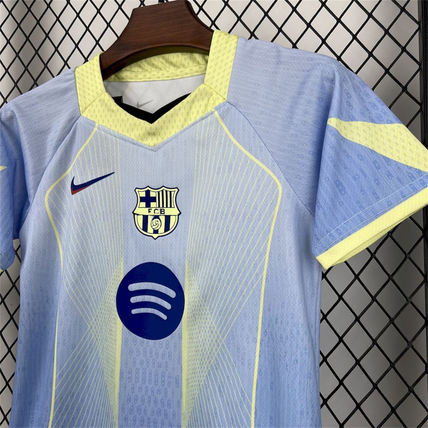 Barcelona 25-26 T90 White Lines Light Blue Gradient Special Kids Kit - UnitedFutballJersey
