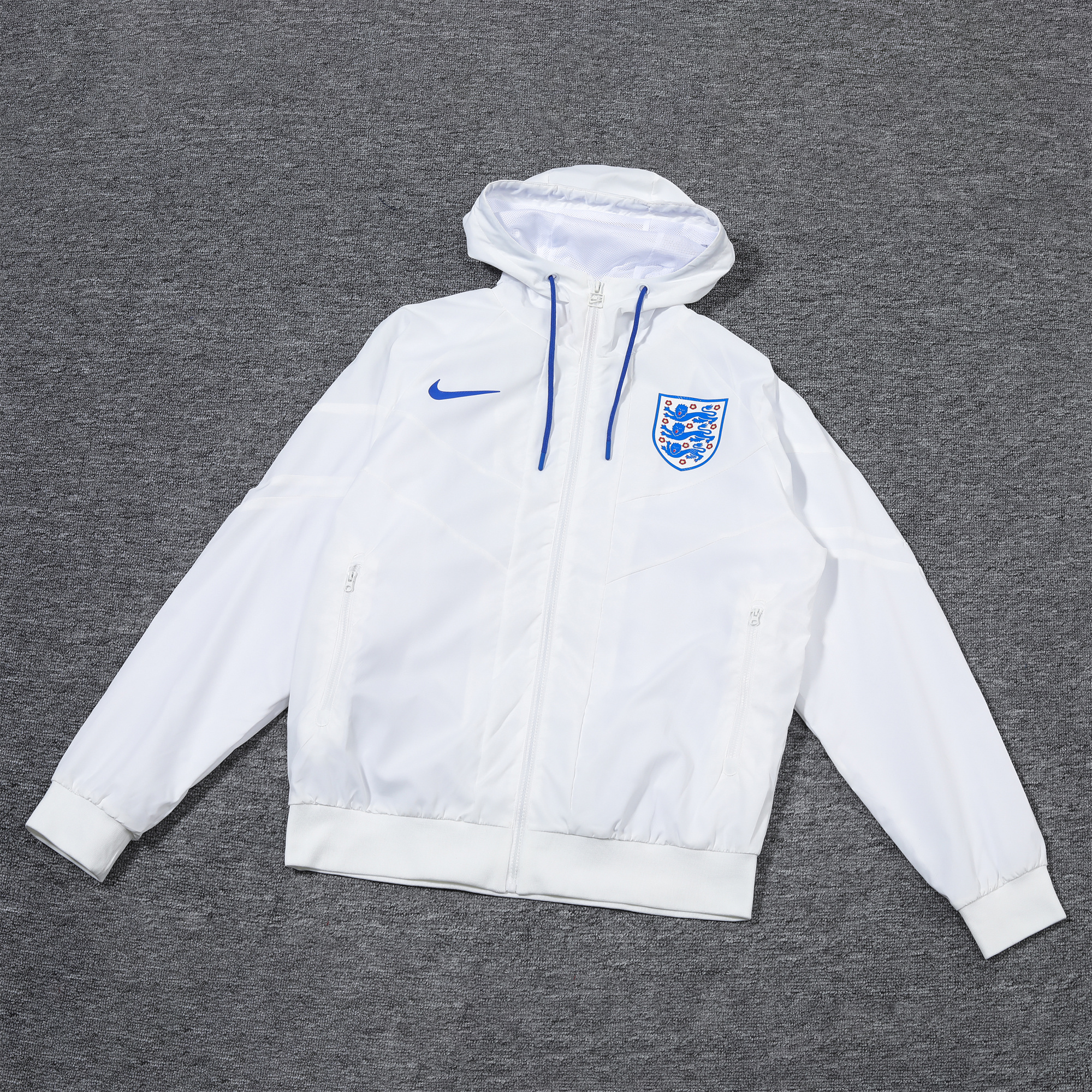 England 2024 National Team Anthem White Hooded Windbreaker - Player Version - UnitedFutballJersey