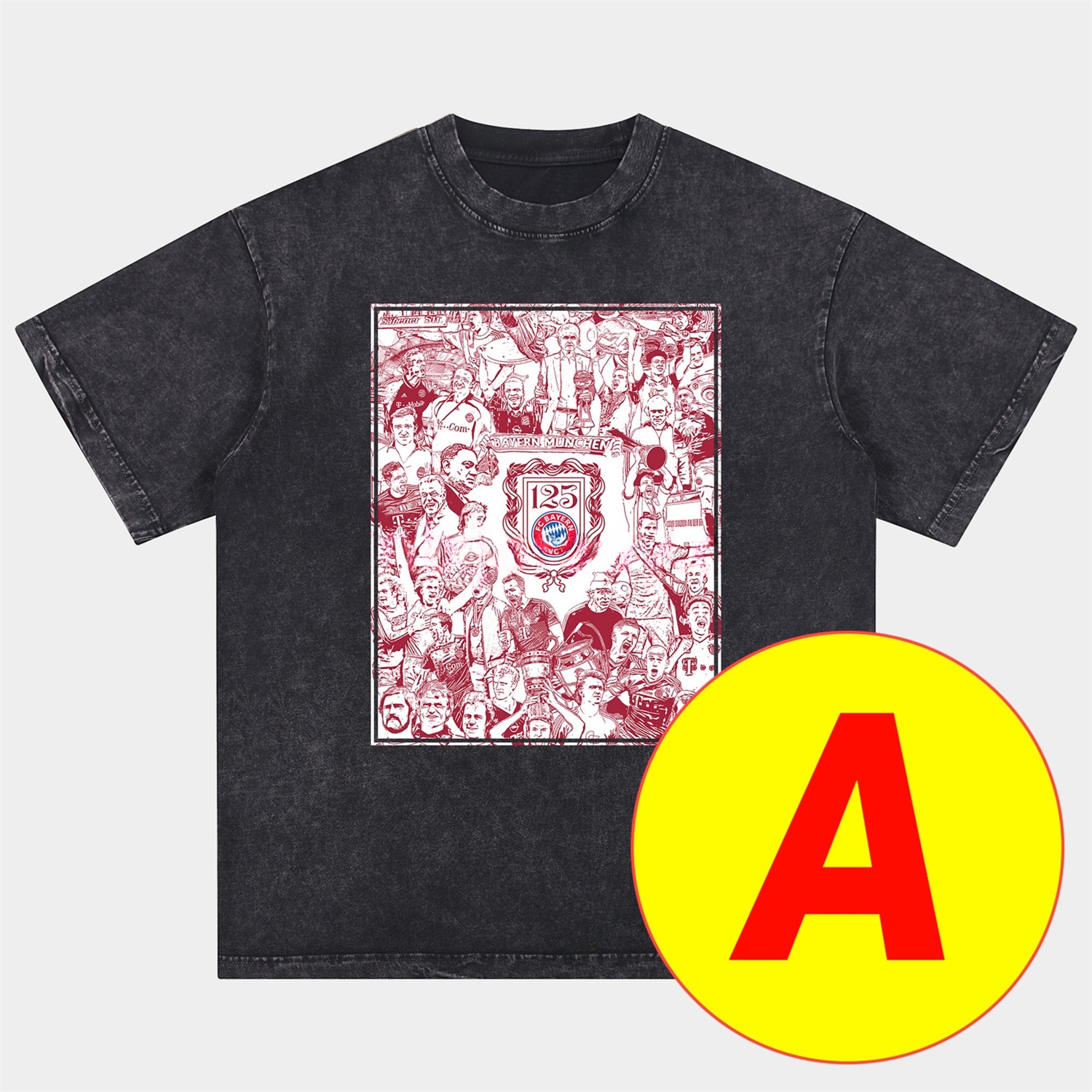 Bayern Munich 2025 125th Anniversary Memory Fragments Oversized Washed T-Shirt - UnitedFutballJersey