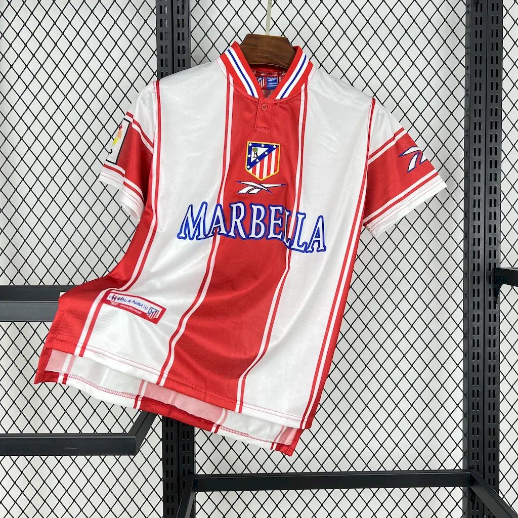 Retro Atletico Madrid 1999-00 Home Jersey with La Liga Patch - UnitedFutballJersey