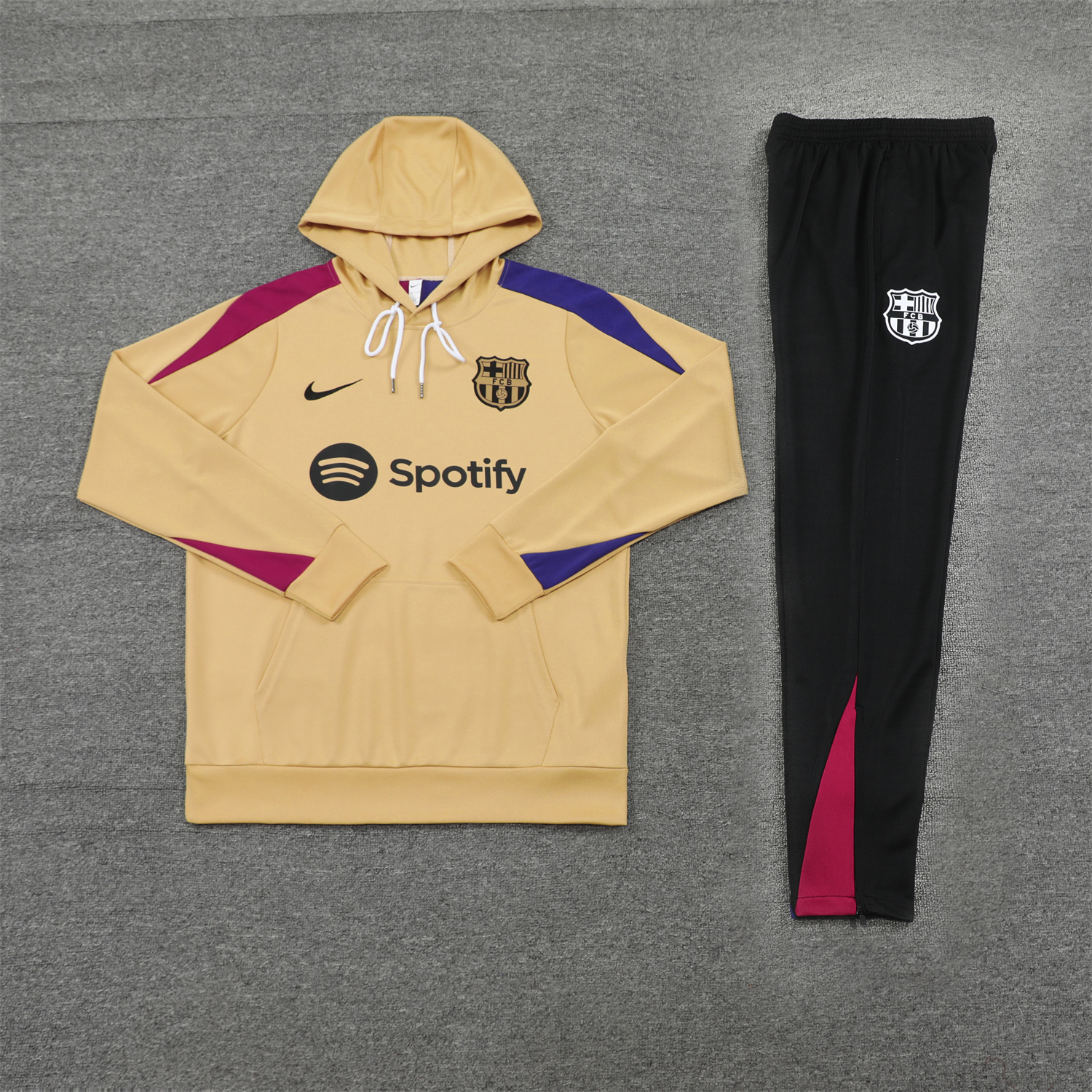Barcelona 24-25 Training Hoodie Set - Khaki Hoodie and Black Pants - UnitedFutballJersey