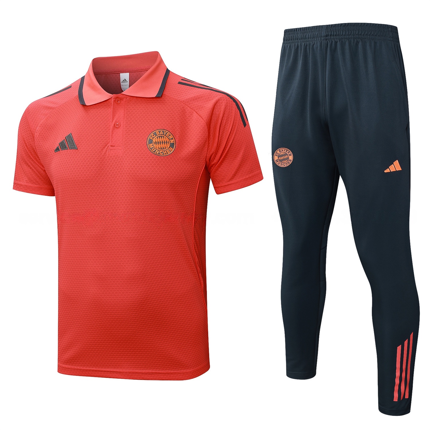 Bayern Munich 25-26 POLO Short-Sleeve Training Set - Orange Top and Deep Grey Pants - UnitedFutballJersey