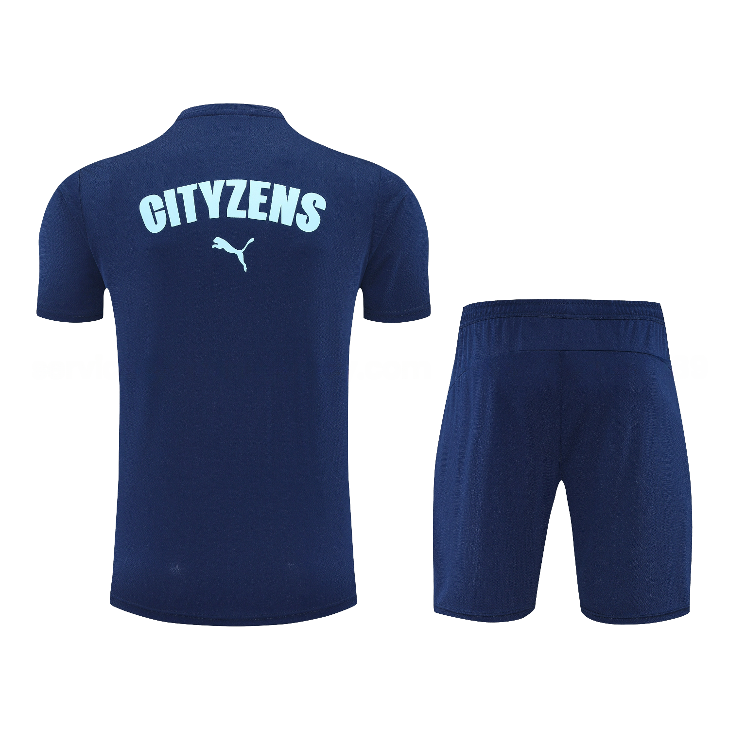 Manchester City 25-26 Short-Sleeve Training Set - Deep Blue Top & Deep Blue Shorts - UnitedFutballJersey