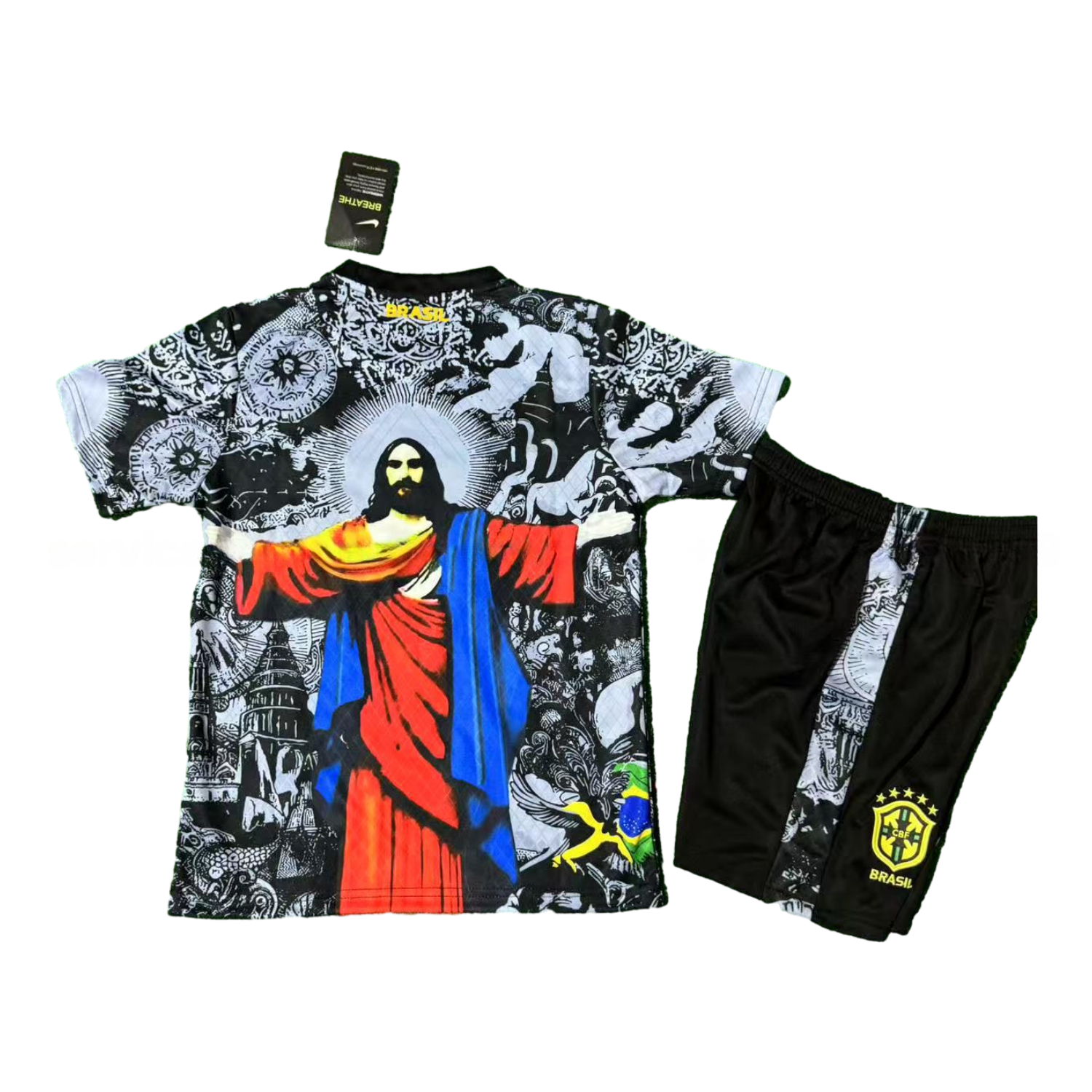 Brazil 25-26 Red Jesus Grey Special Kids Kit - UnitedFutballJersey