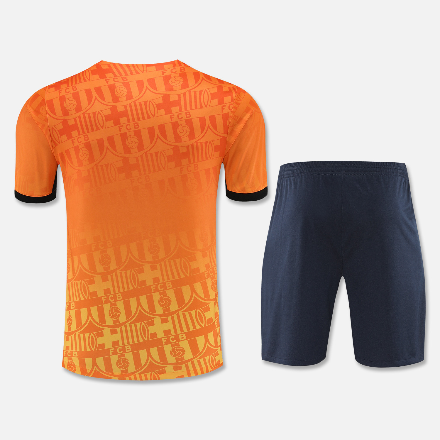 B.A.R.S.A 24-25 Short-Sleeve Training Set - Orange Top & Black Shorts - UnitedFutballJersey