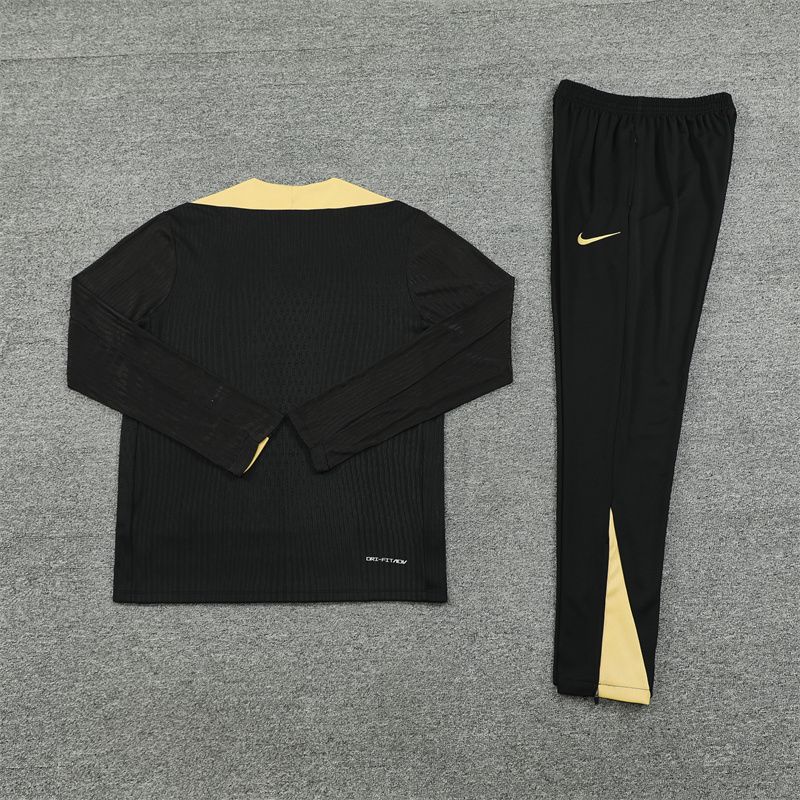 Barcelona 24-25 Kids Long Sleeve Training Set - Player Version - Black Gold - UnitedFutballJersey