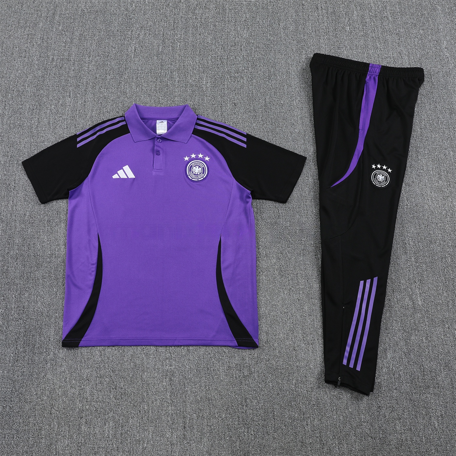 Germany 25-26 POLO Short-Sleeve Training Set - Purple Top Black Pants - UnitedFutballJersey