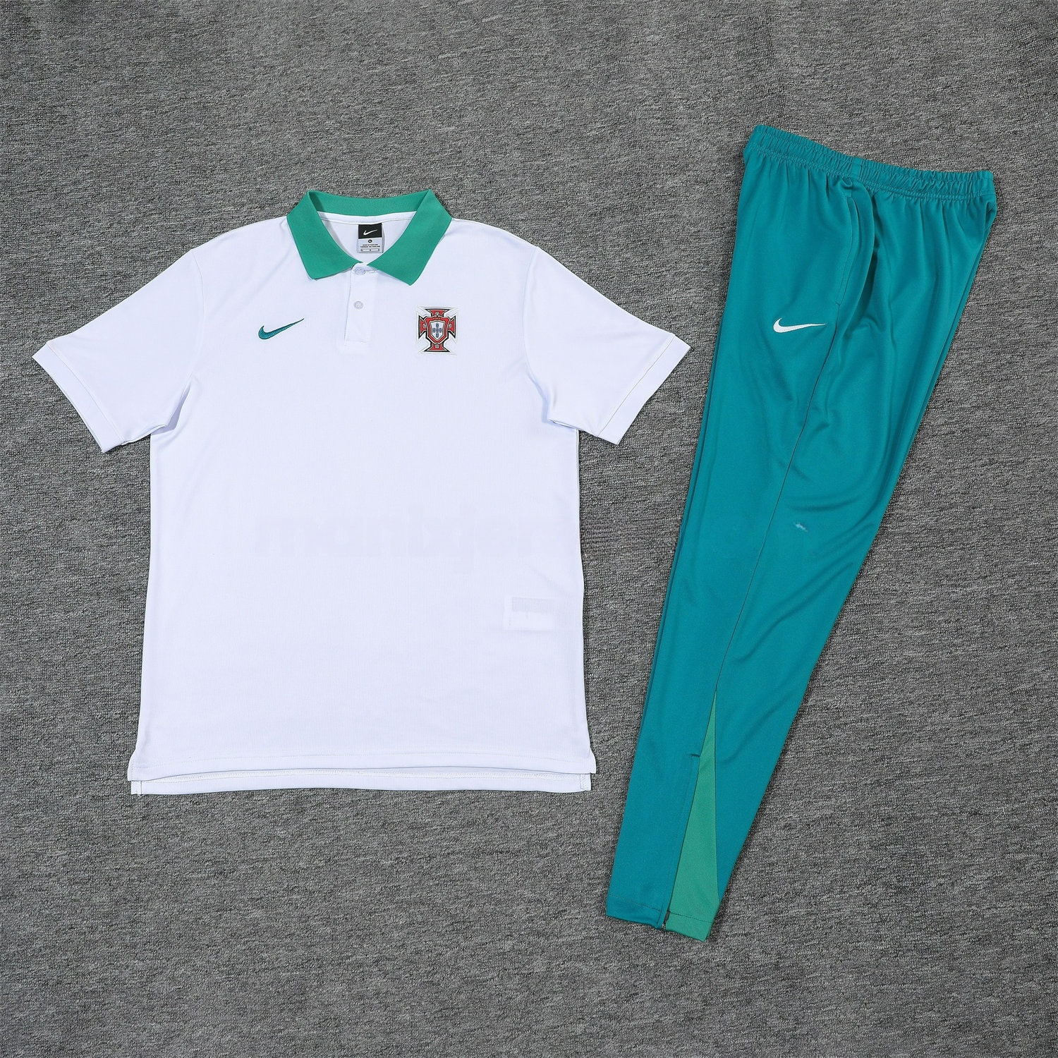Portugal 25-26 POLO Short-Sleeve Training Set - White Top and Blue Pants - UnitedFutballJersey
