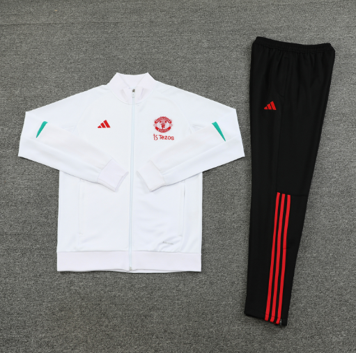 Manchester United 23-24 Jacket Training Tracksuit - White - UnitedFutballJersey