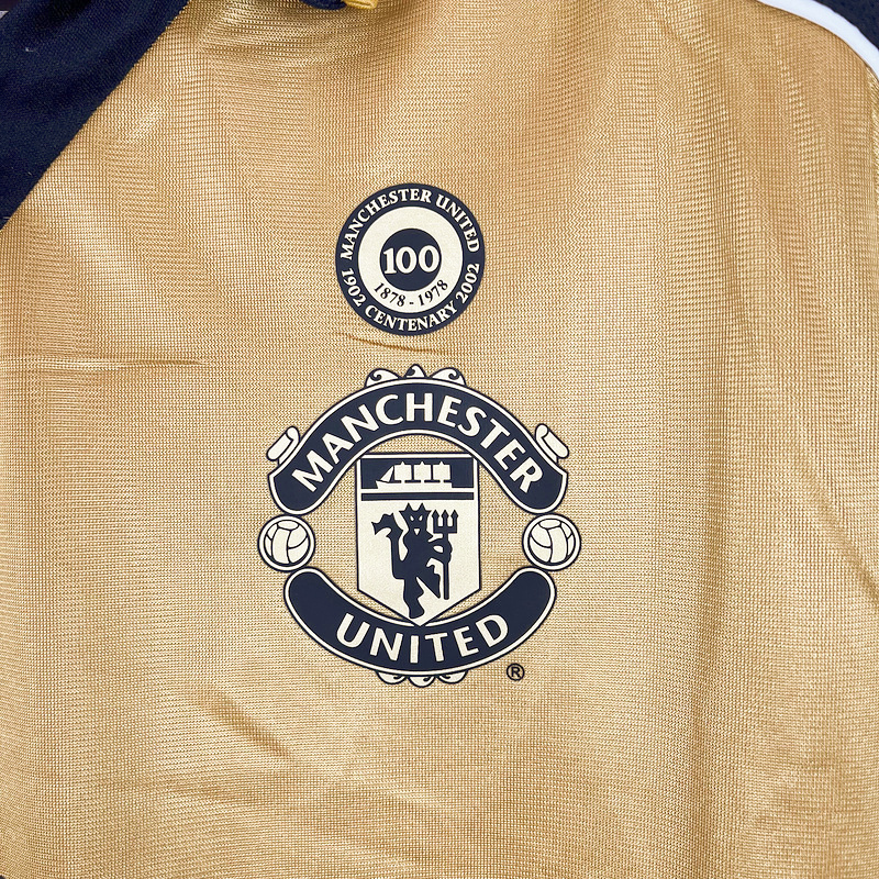 Manchester United Retro 01-02 100th Anniversary Special Edition Jersey - Gold - UnitedFutballJersey