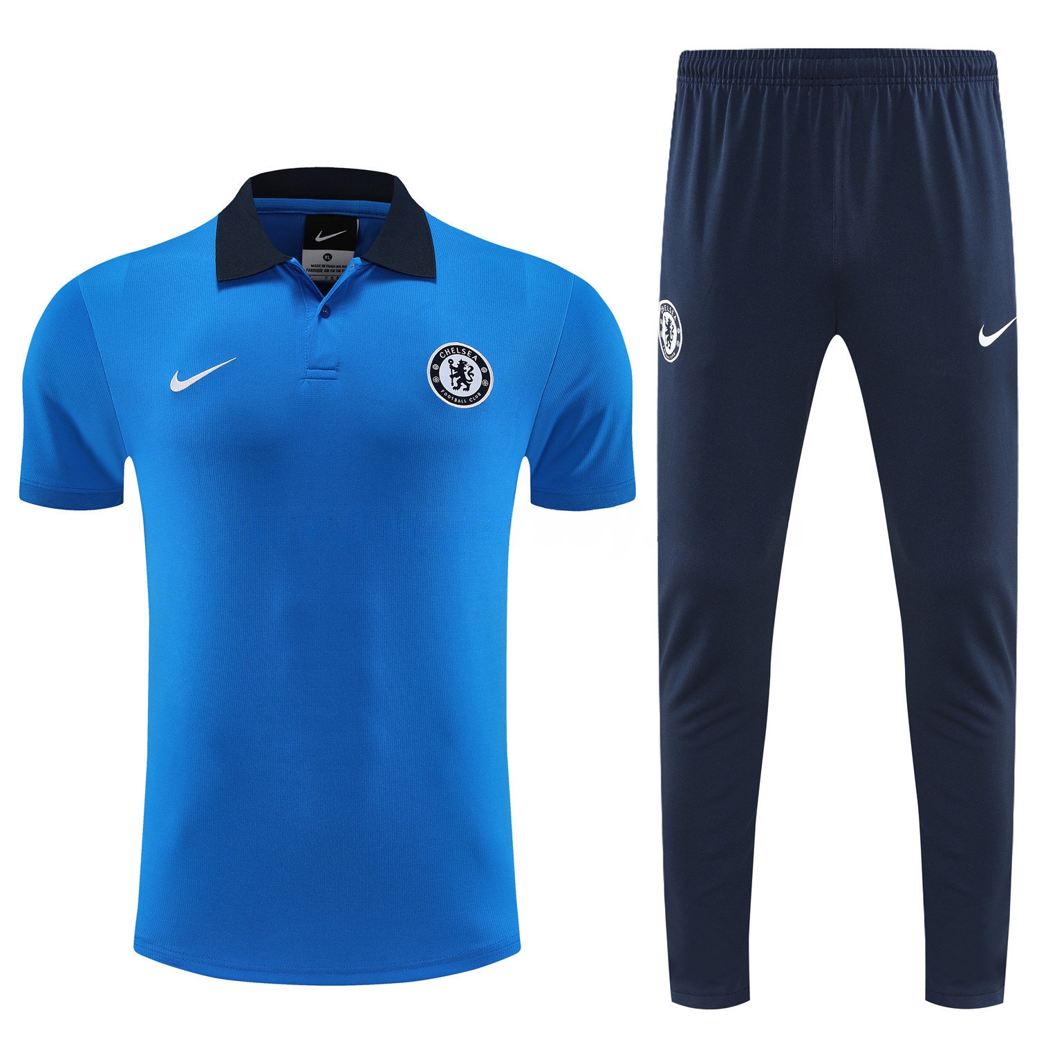C.H.E.L.S.E.A 25-26 POLO Short-Sleeve Training Set - Blue Top and Deep Blue Pants - UnitedFutballJersey