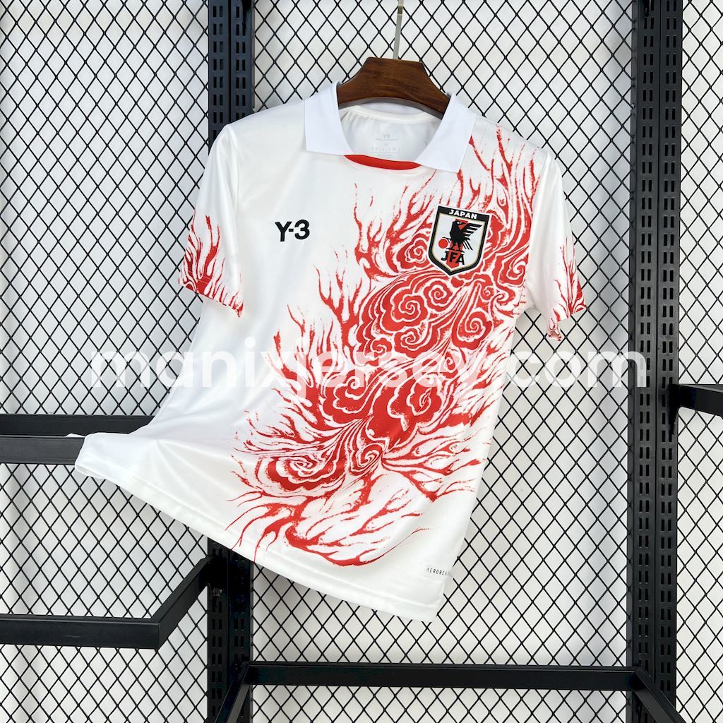 Japan 25-26 Y-3 Red Auspicious Cloud Pattern White Special Jersey - Fans Version - UnitedFutballJersey