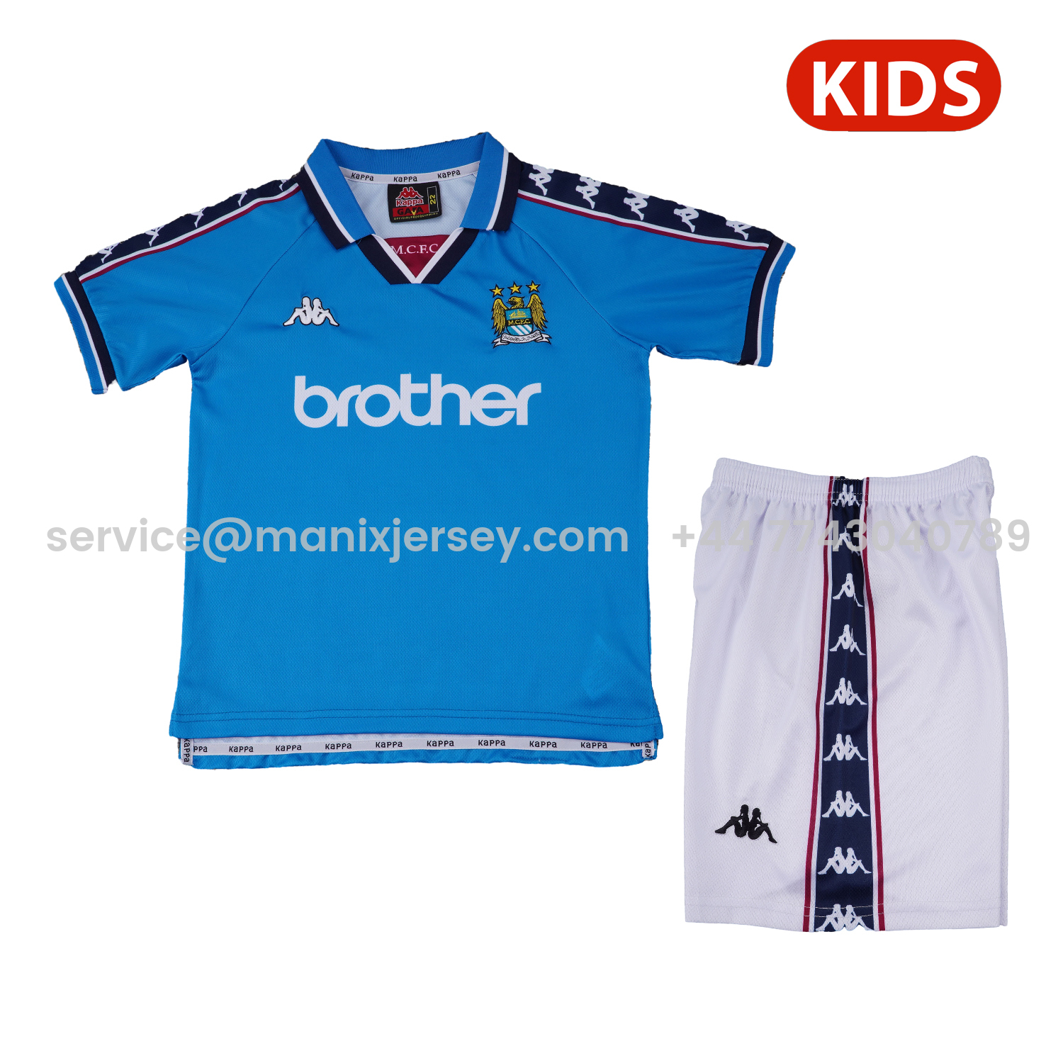 Retro Manchester City 1997-98 Home Kids Kit - UnitedFutballJersey
