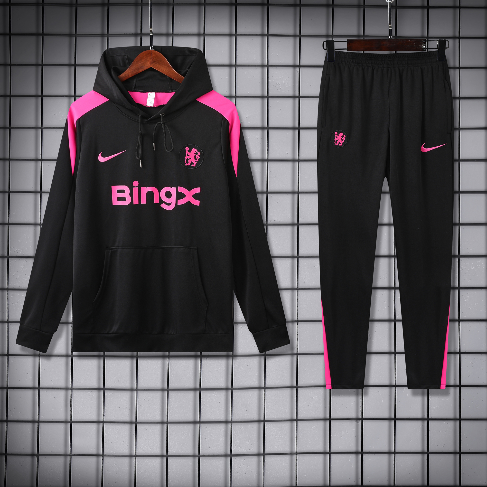 C.H.E.L.S.E.A 24-25 Training Hoodie Set - Black Hoodie and Black Pants - UnitedFutballJersey