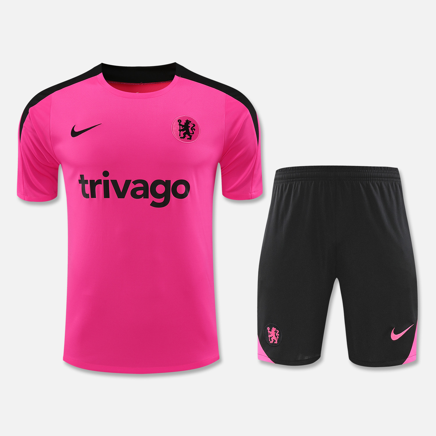 C.H.E.L.S.E.A 24-25 Short-Sleeve Training Set - Pink Top & Black Shorts - UnitedFutballJersey