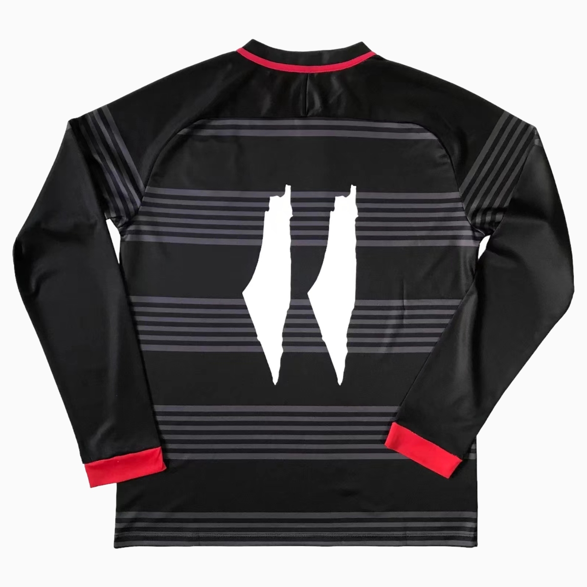 FC Palestina 24-25 Black and Grey Striped Long Sleeve Jersey Jersey with Arabic and Pattern - UnitedFutballJersey