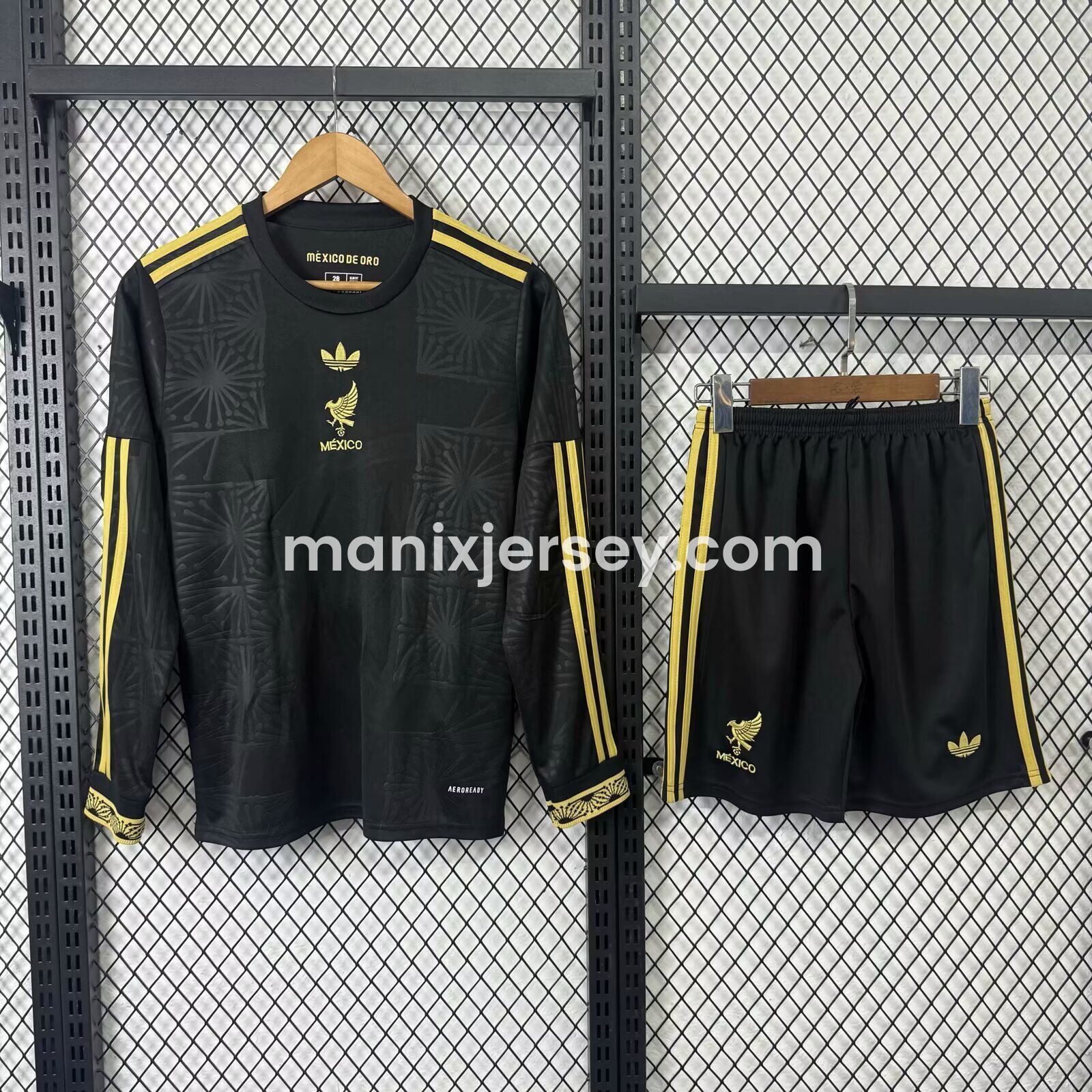 Mexico 2025 Gold Cup Black Long Sleeve Kids Kit - UnitedFutballJersey