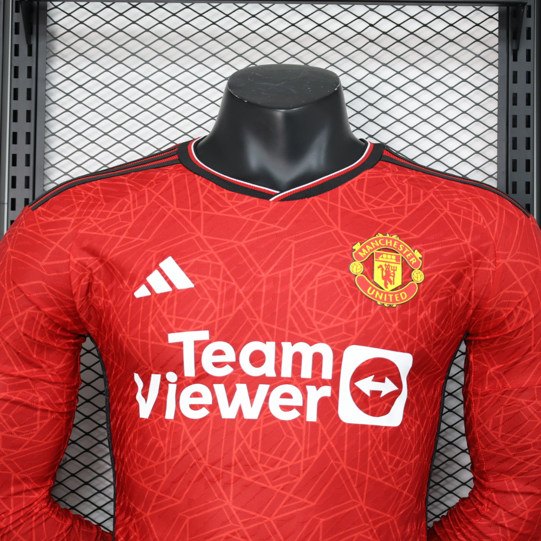 Manchester United 23-24 Home Long Sleeve Jersey - Player Version - UnitedFutballJersey