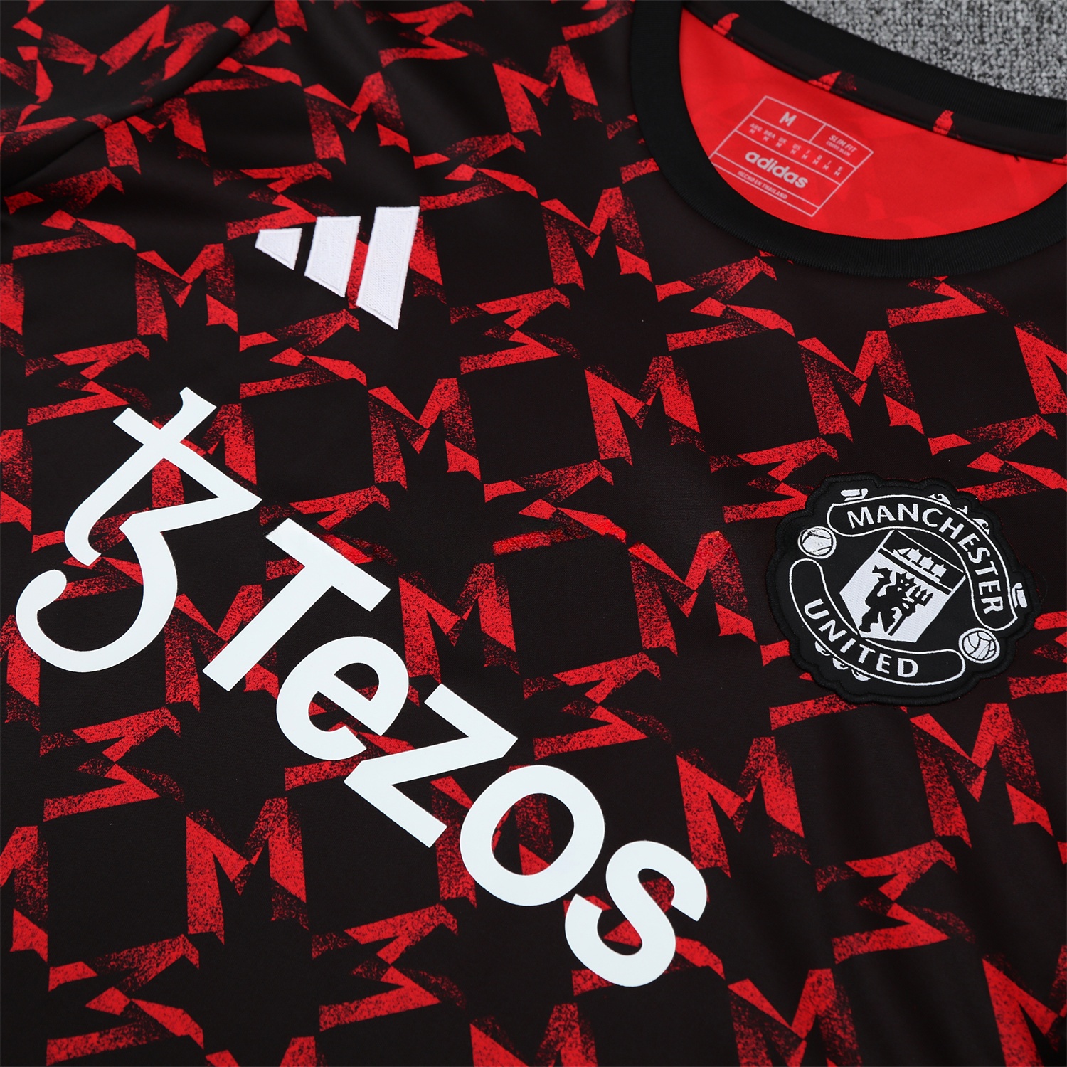 Manchester United 25-26 Pre-Match Short-Sleeve Training Set - Red Top & Black Shorts - UnitedFutballJersey