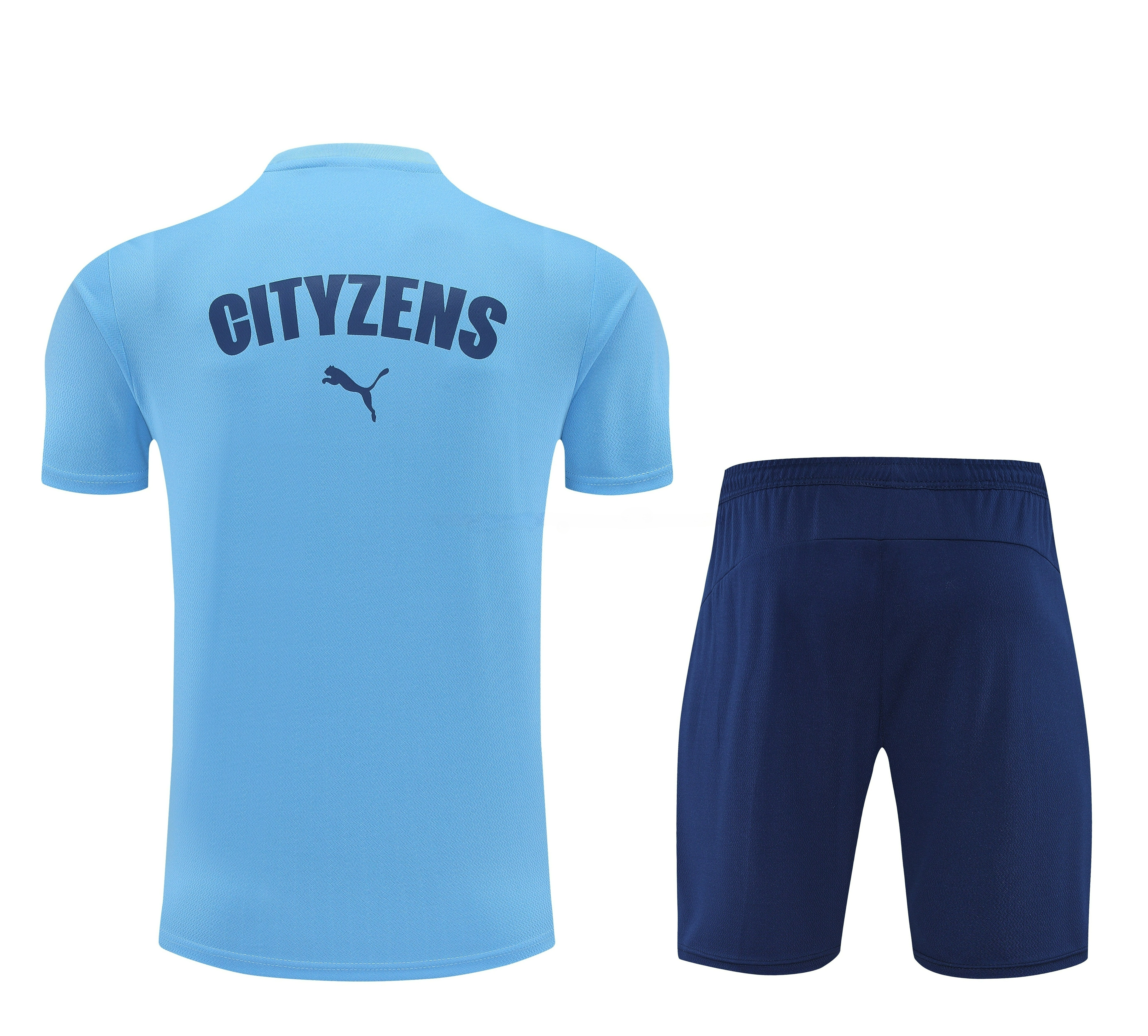 Manchester City 25-26 Short-Sleeve Training Set - Light Blue Top & Deep Blue Shorts - UnitedFutballJersey
