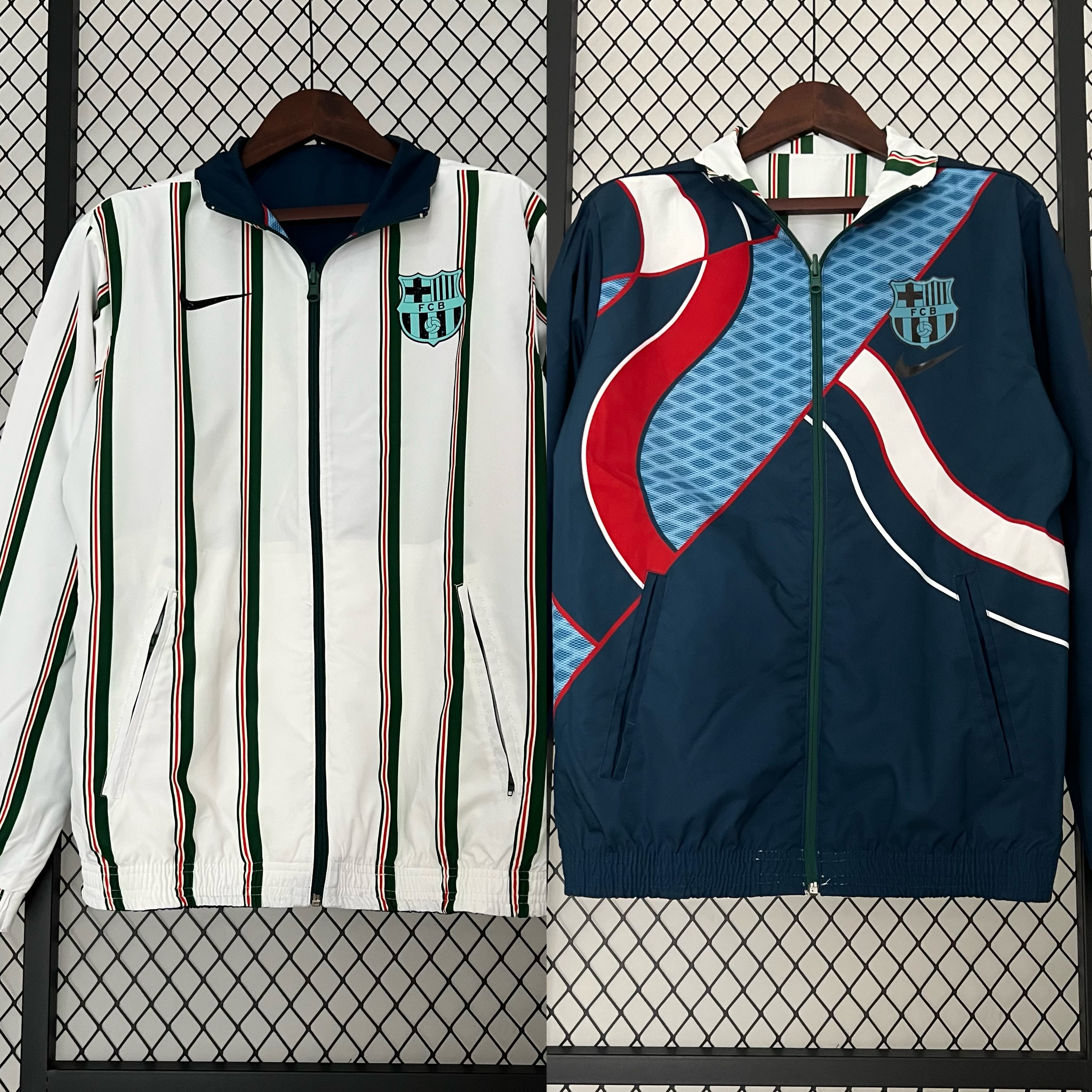 B.A.R.S.A 23-24 Player Reversible Windbreaker - White & Blue - UnitedFutballJersey