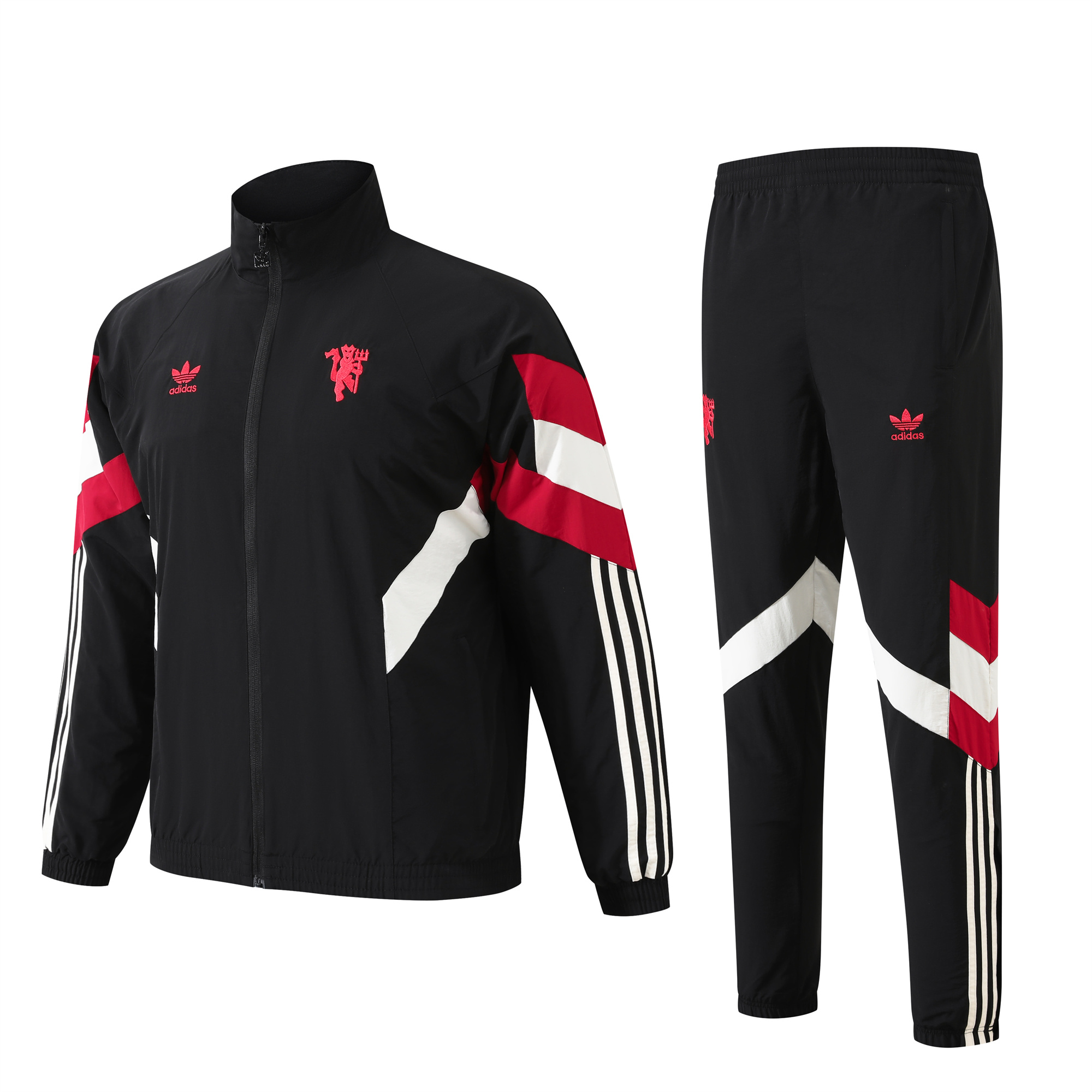 Manchester United 24-25 Black Throwback Windbreaker Suit - Jackets & Pants - UnitedFutballJersey
