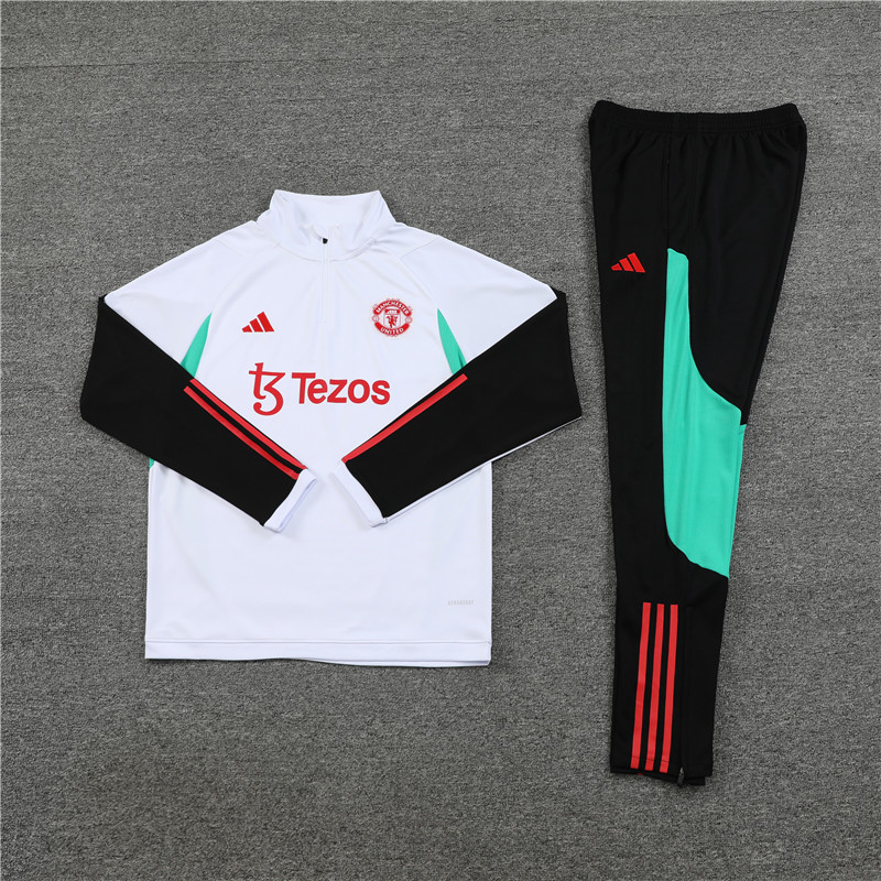 Manchester United 23-24 Long Sleeve Training Set -White - UnitedFutballJersey