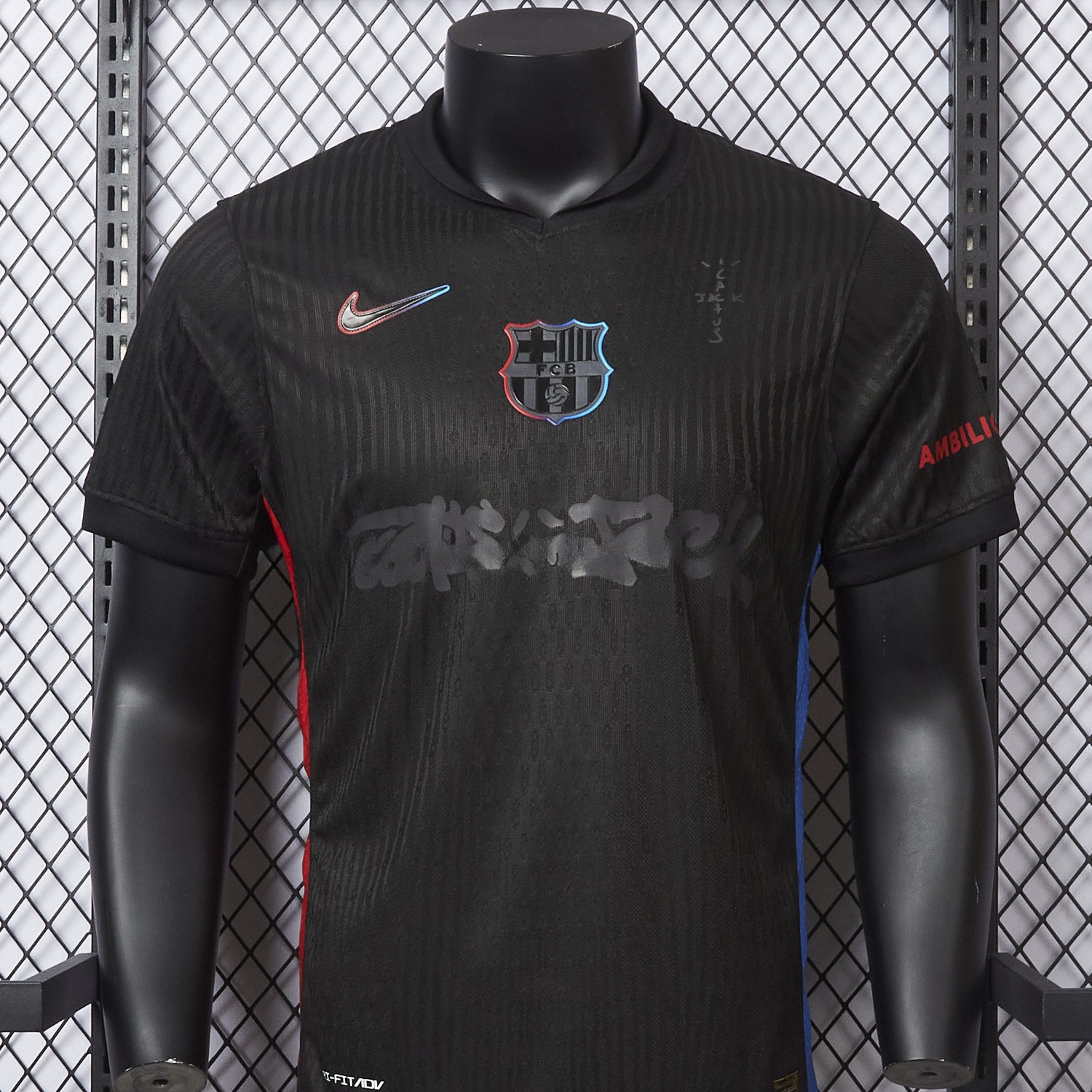 【New】Barcelona x Travis Scott 24-25 Away Pure Black Jersey - Player Version - UnitedFutballJersey