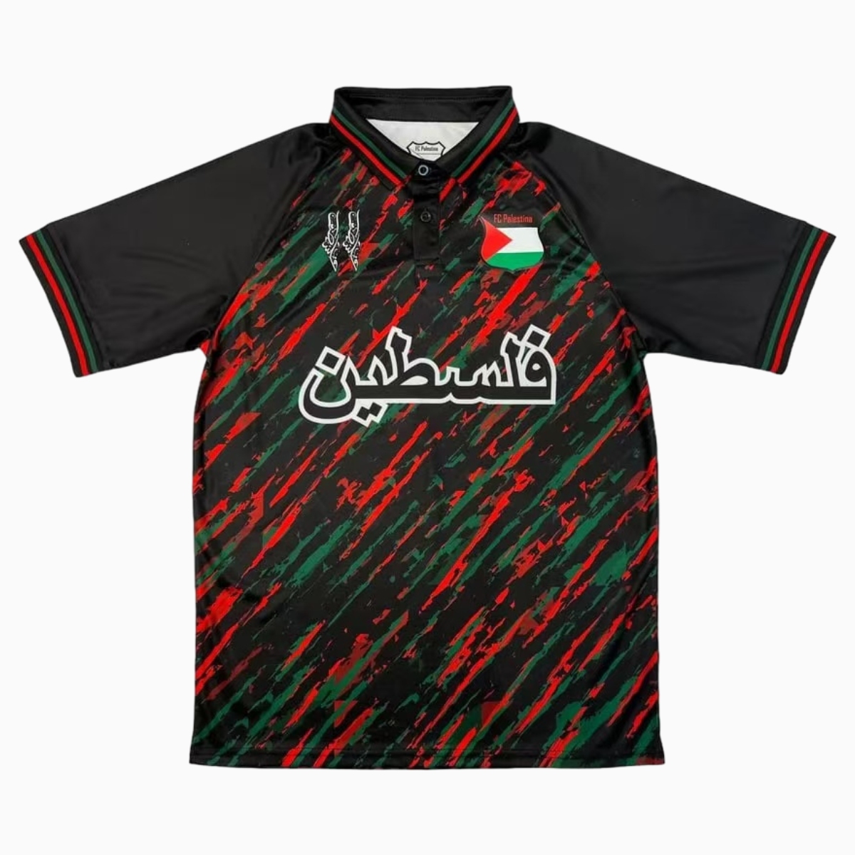FC Palestina 24-25 Red and Green Twill Pattern Jersey with Arabic - UnitedFutballJersey