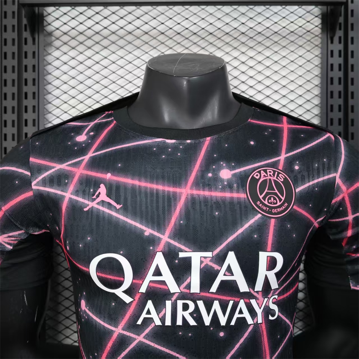 Paris Saint-Germain PSG 25-26 Pink Lines Jordan Black Special Jersey - Player Version - UnitedFutballJersey
