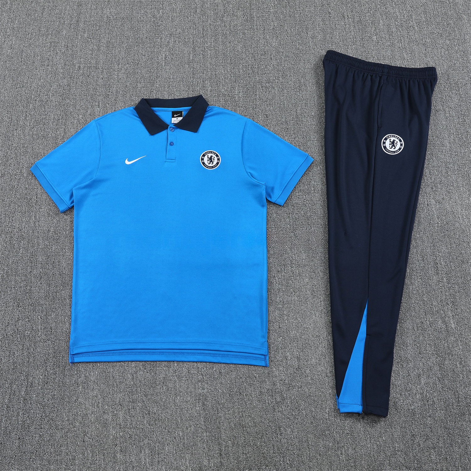 C.H.E.L.S.E.A 25-26 POLO Short-Sleeve Training Set - Blue Top and Deep Blue Pants - UnitedFutballJersey