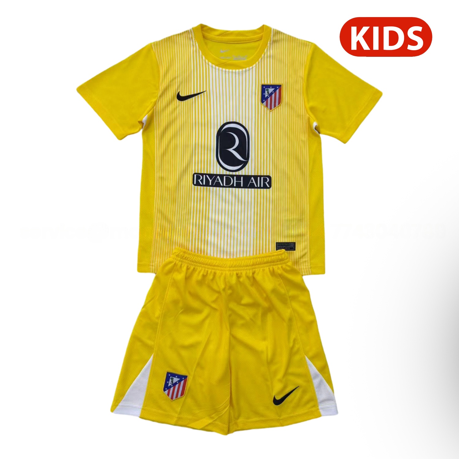 Atletico Madrid 25-26 Yellow Goalkeeper Kids Kit - UnitedFutballJersey