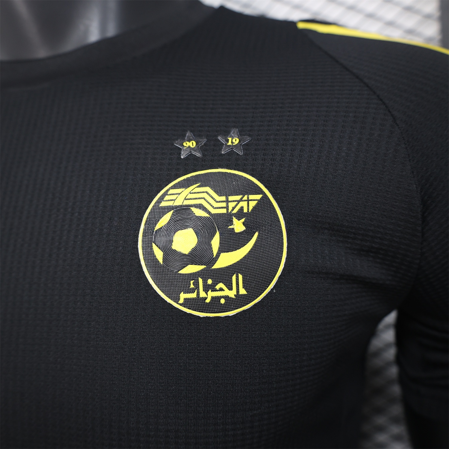Algeria 25-26 Pure Black Jersey with Yellow Line - Player Version - UnitedFutballJersey
