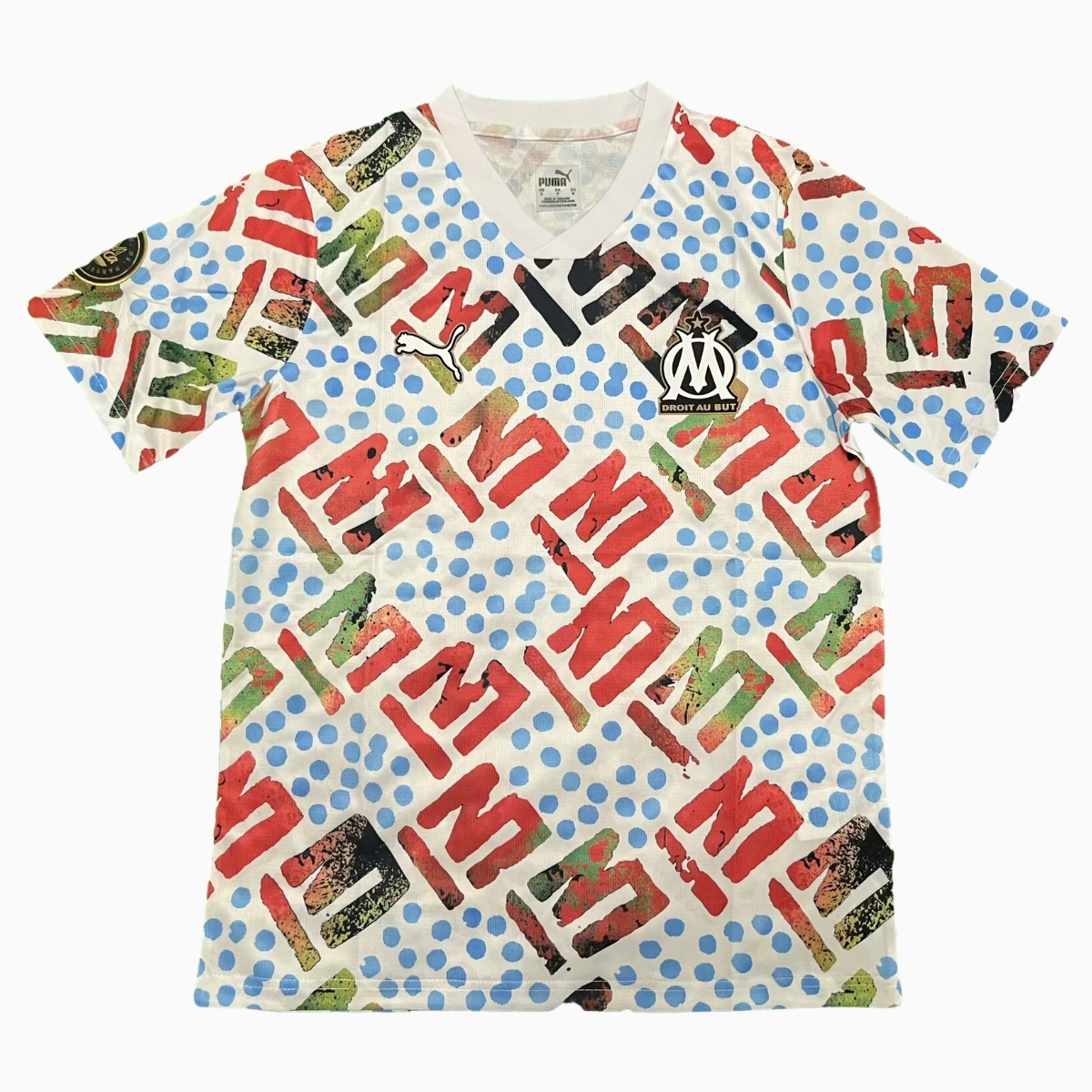 Marseille 24-25 White Graffiti Pre-match Training Jersey - Fans Version - UnitedFutballJersey