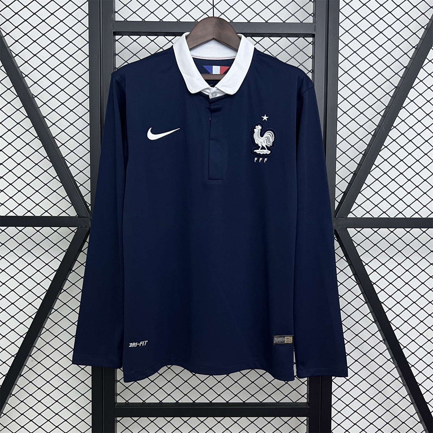 Retro France 2014 Home Long Sleeves Jersey - UnitedFutballJersey