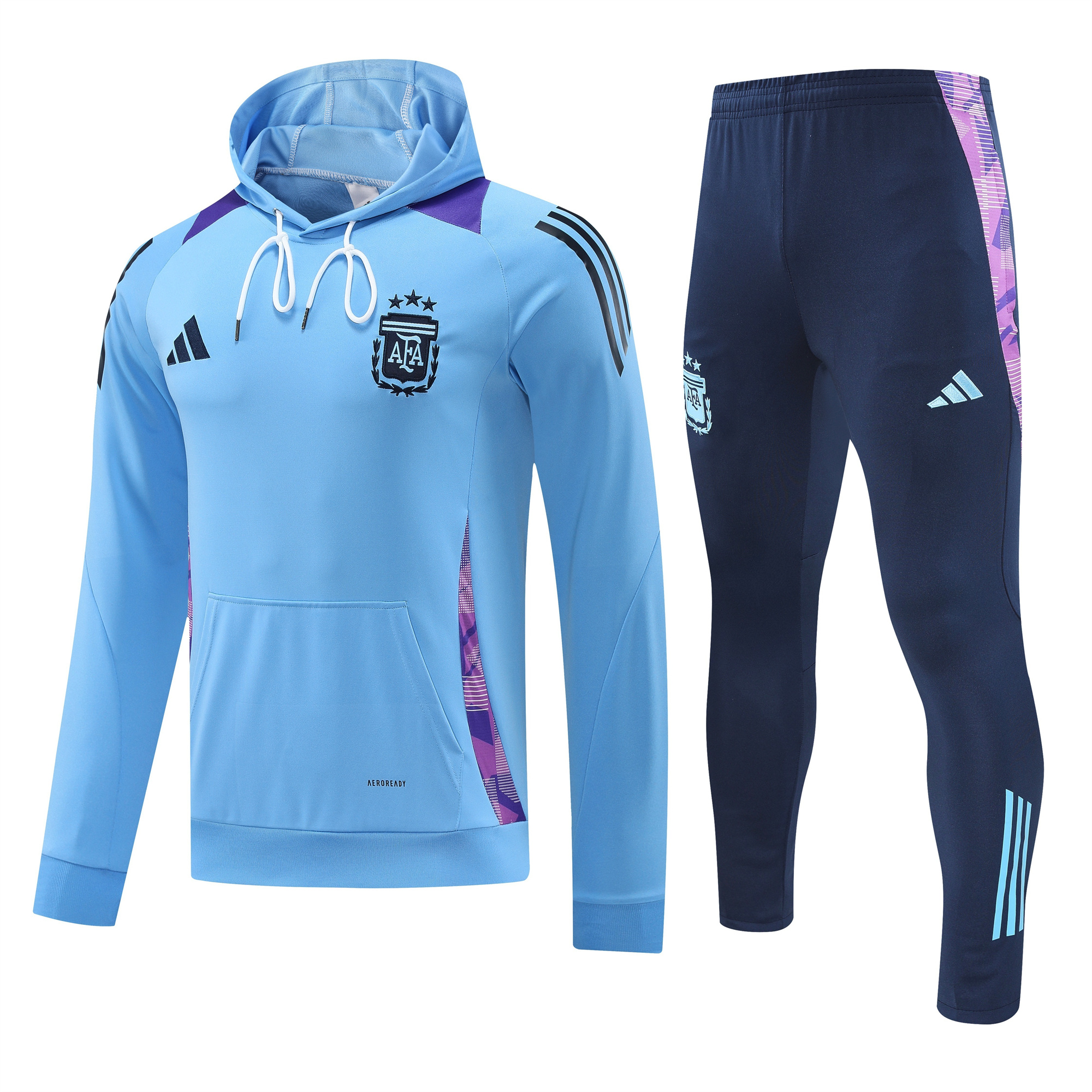 Argentina 24-25 Long Sleeve Training Set - Blue Top and Deep Blue Pants - UnitedFutballJersey