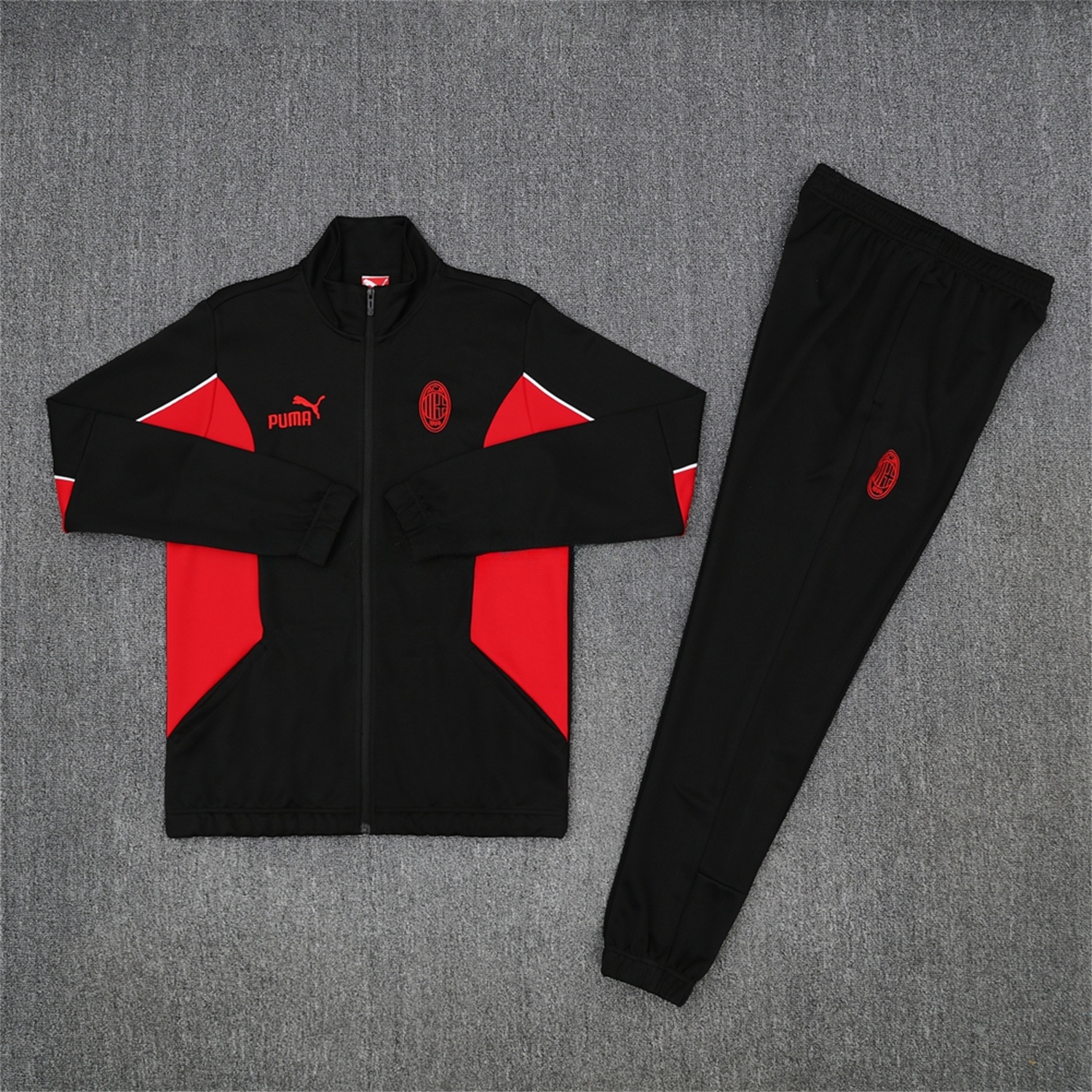 AC Milan 25-26 Jacket Training Tracksuit - Black top & Black Pants - UnitedFutballJersey