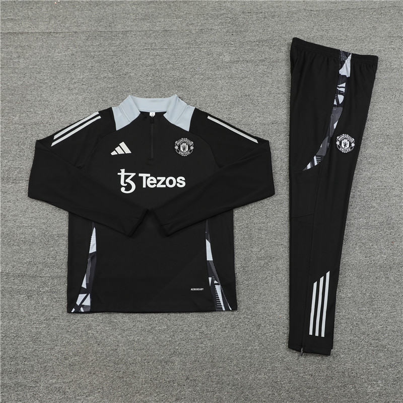 Manchester United 24-25 Kids Long Sleeve Training Set - Black - UnitedFutballJersey