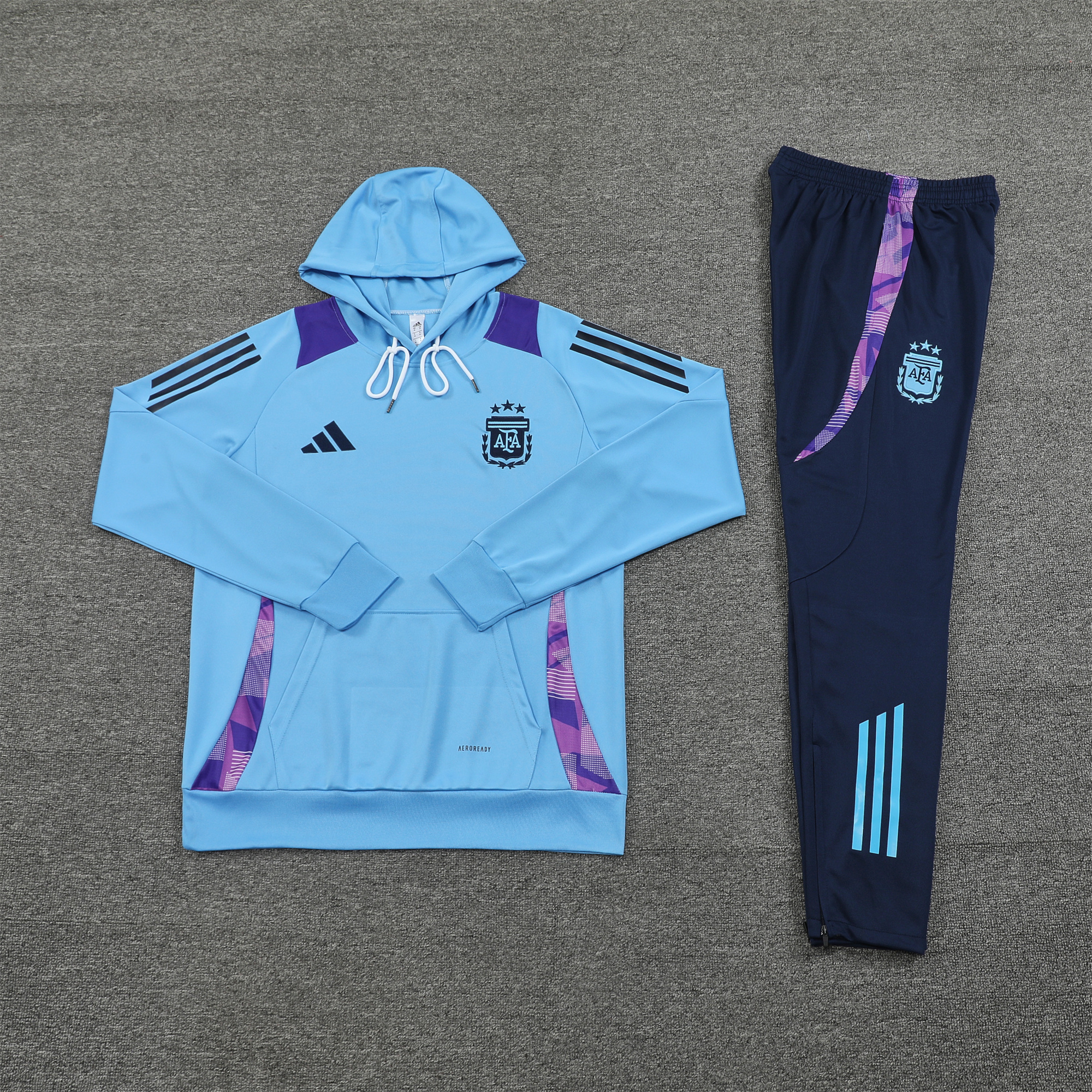 Argentina 24-25 Long Sleeve Training Set - Blue Top and Deep Blue Pants - UnitedFutballJersey