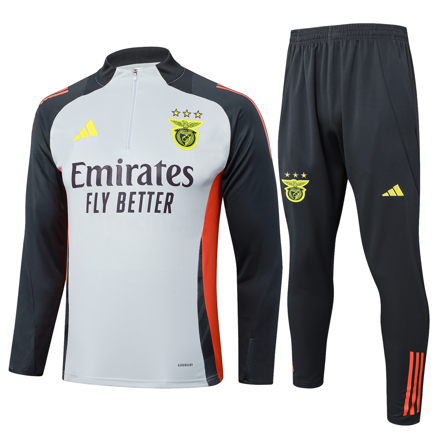Benfica 25-26 Long Sleeve Training Set - Grey Top and Deep Grey Pants - UnitedFutballJersey