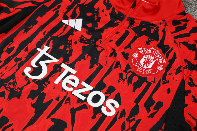 Manchester United 23-24 Long Sleeve Training Set -Red Camouflage - UnitedFutballJersey