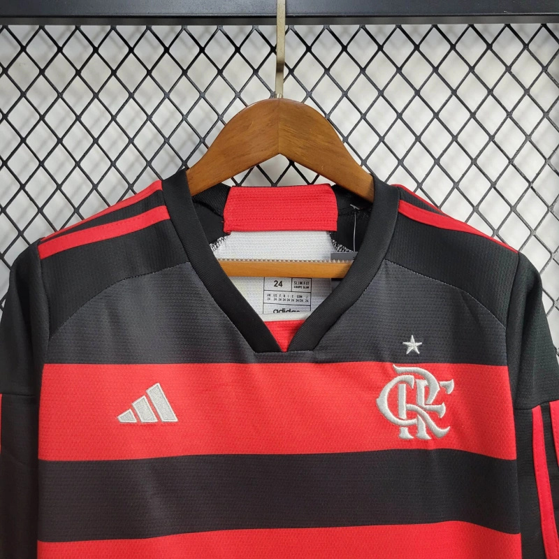 Flamengo 2024 Home Stadium Long Sleeve Kids Kit - UnitedFutballJersey