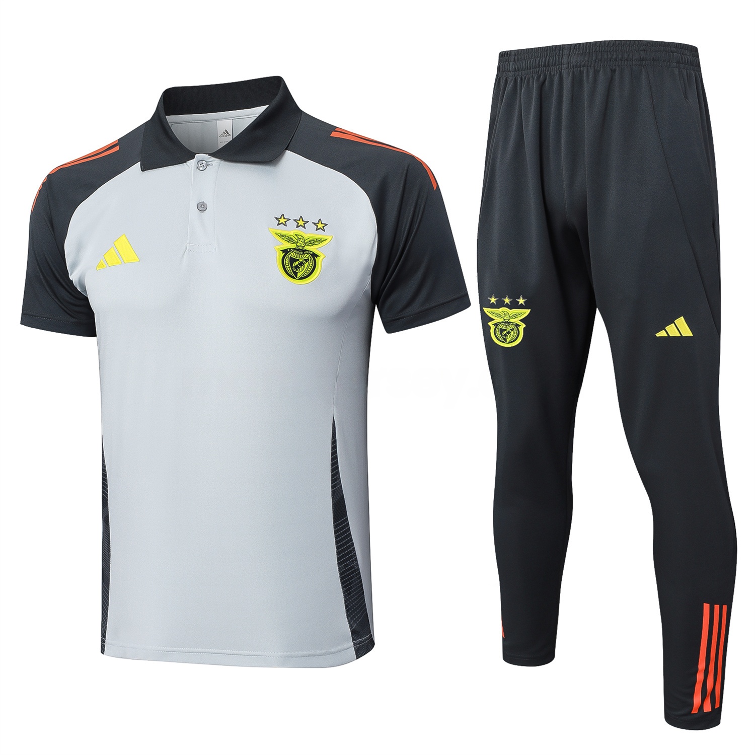Benfica 25-26 POLO Short-Sleeve Training Set - Grey Top and Deep Grey Pants - UnitedFutballJersey