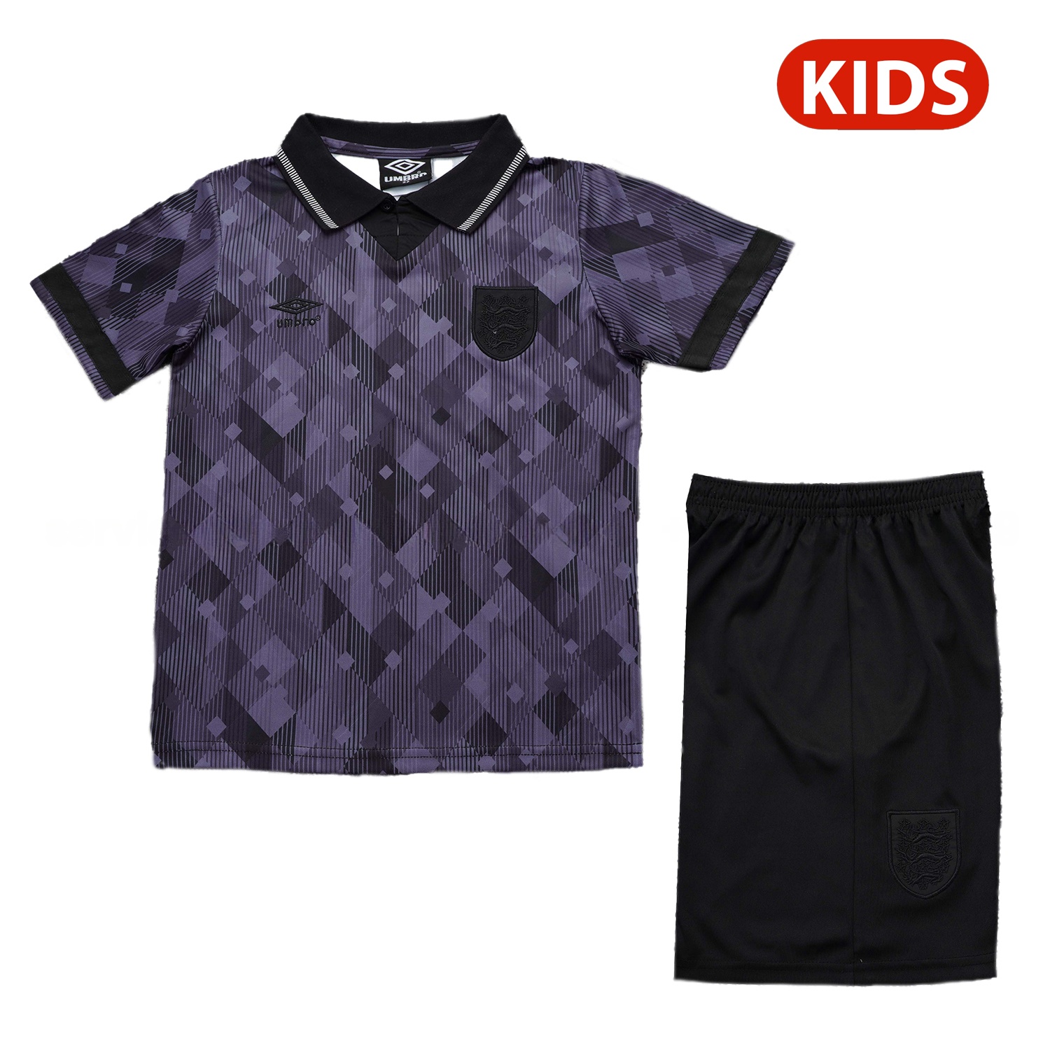 Retro England 1990 Black Special Kids Kit - UnitedFutballJersey