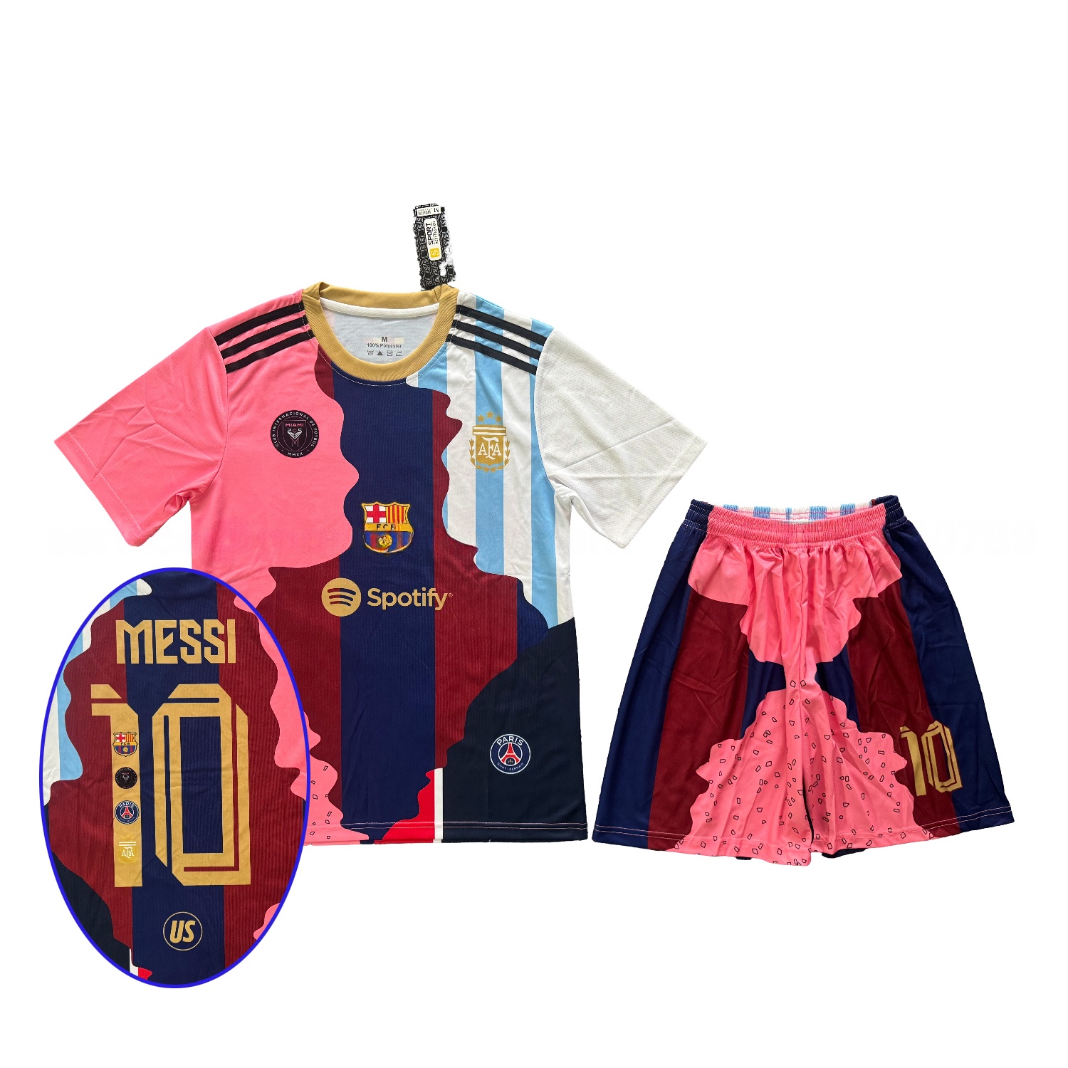 Messi Career Commemorative Men's Adult Jersey Set - Fans Versionwith Messi #10 - B.A.R.S.A Argentina Paris Saint-Germain PSG INT M.A.M - UnitedFutballJersey