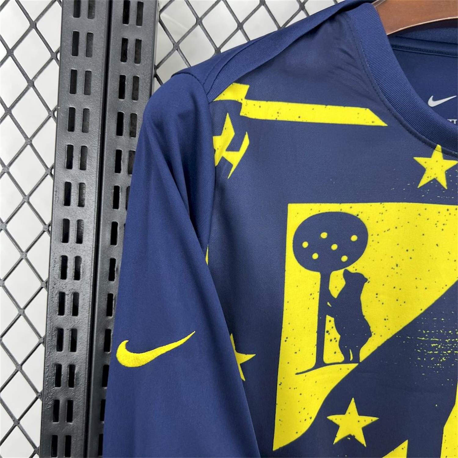 Atletico Madrid 25-26 Yellow Blue Stripes Pre-Match Training Long Sleeves Jersey - Fans Version - UnitedFutballJersey