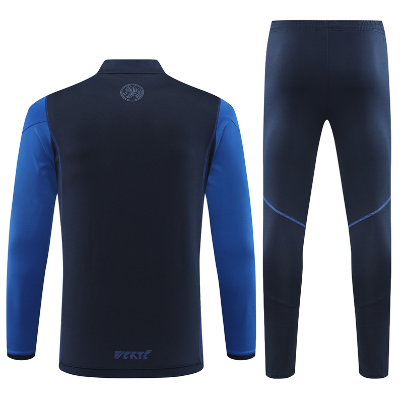 Algeria 23-24 Kids Long Sleeve Training Set Black and Blue - UnitedFutballJersey