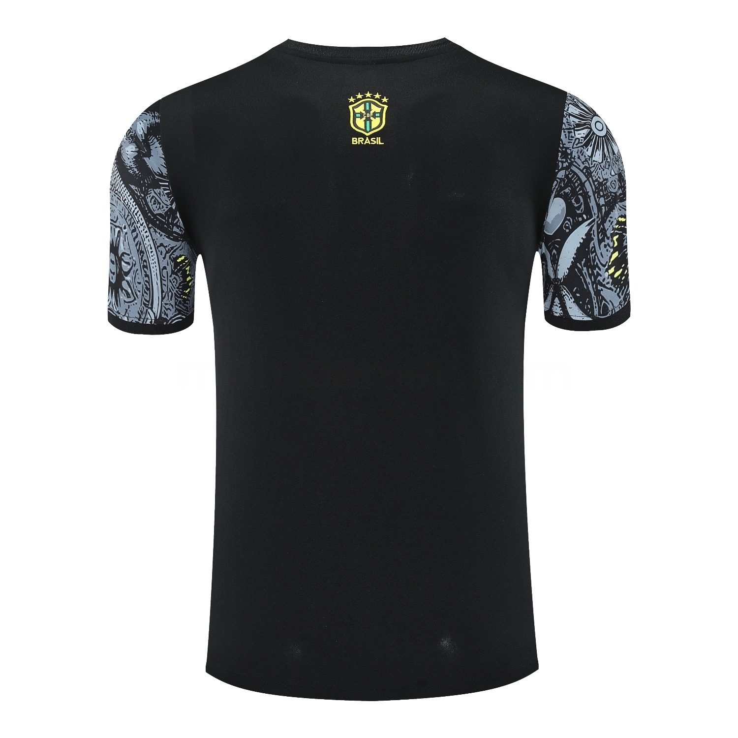 Brazil 25-26 Gray Jesus Statue Short-Sleeve Training Set - Gray Top & Black Shorts - UnitedFutballJersey
